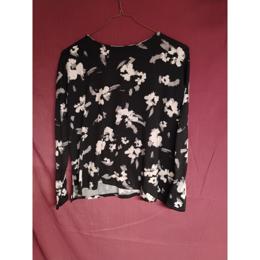 Simply Vera Vera Wang Floral Black/White Lounge Top PJ Size Large